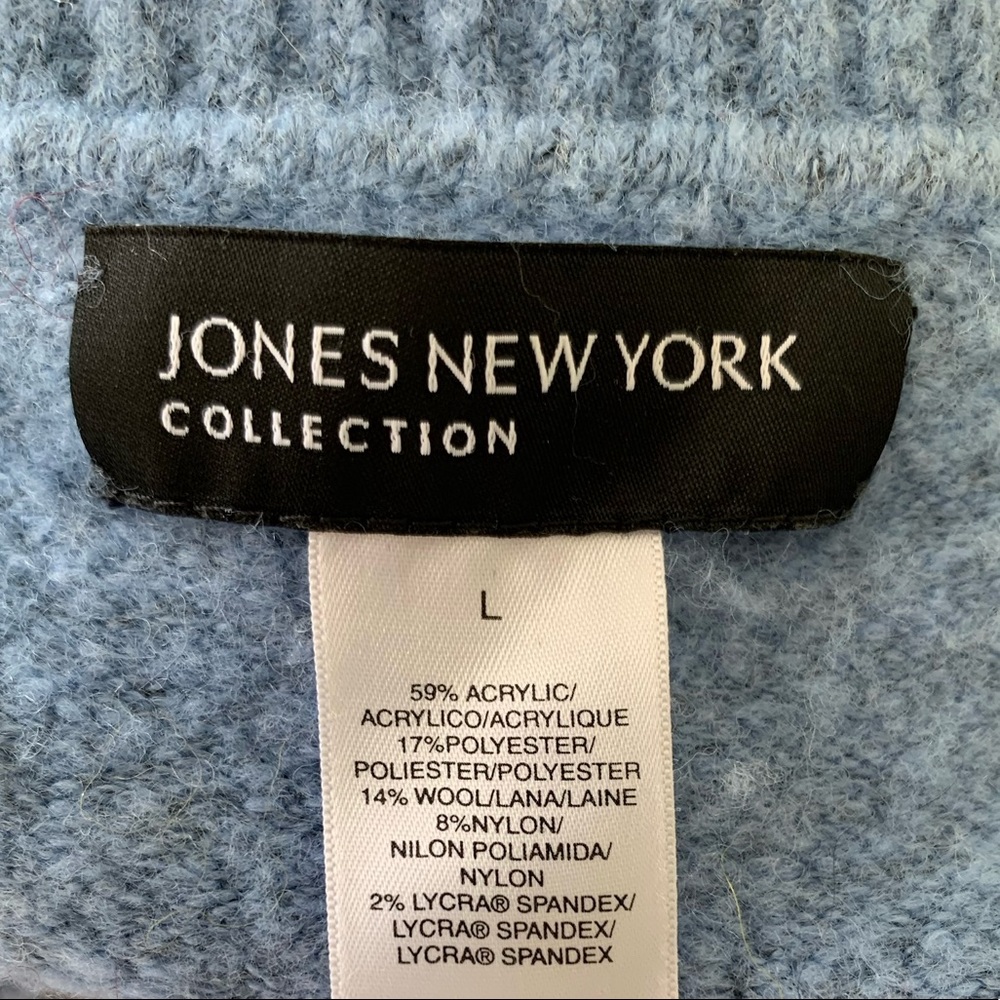 Jones New York Light Blue Ribbed Shawl Collar Cardigan - Picture 9 of 9